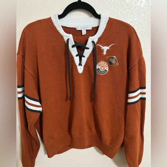 Texas Longhorn Patched Sweater with Lace-Up Detail - Picture 2 of 9